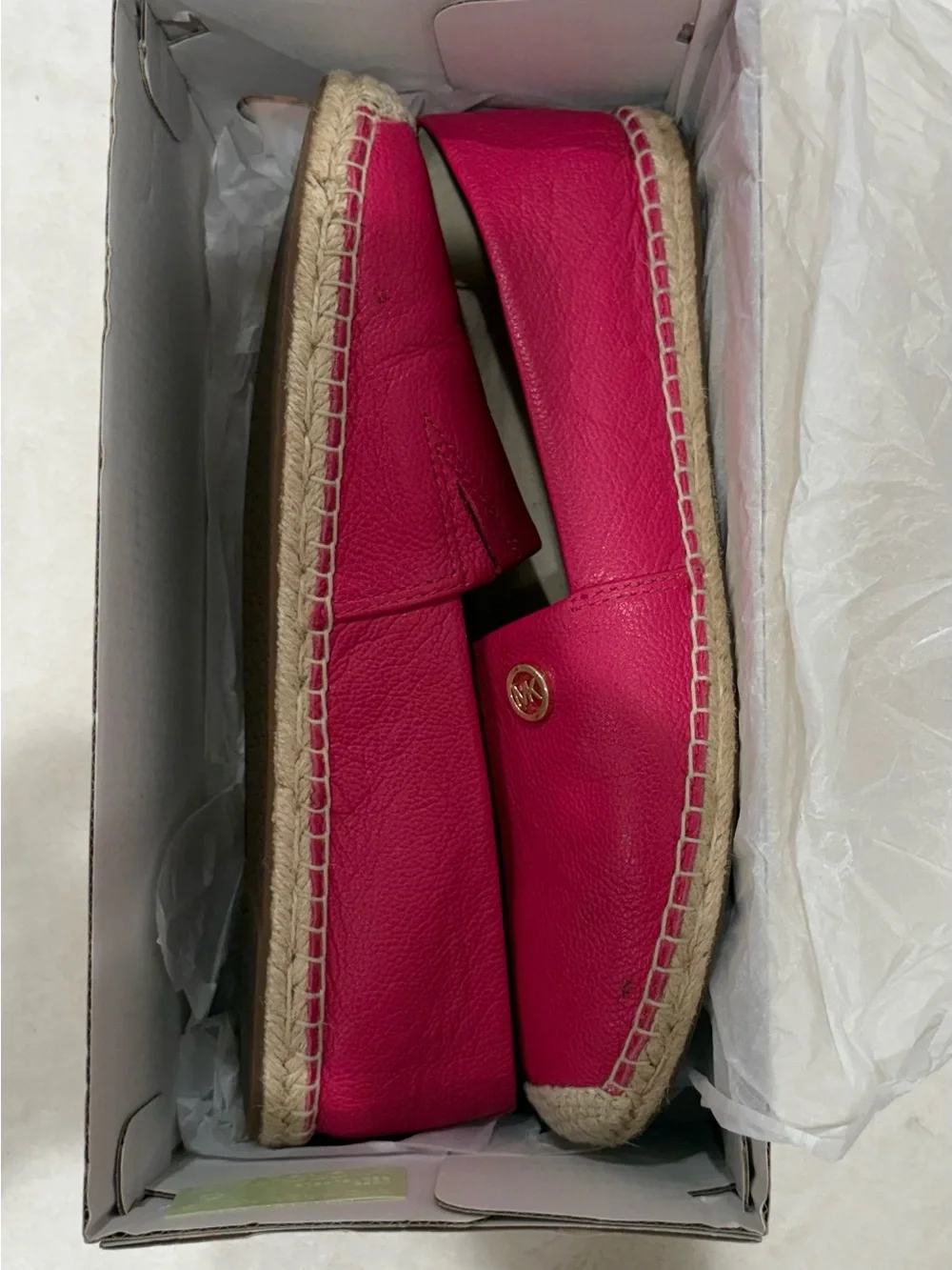 NEW ~ Michael Kors Ultra Pink Leather Espadrille Slip-Ons - Size 8